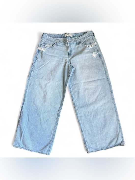Hollister Denim - Hollister Low Rise Super Baggy Jeans 16L Light Wash Distressed Wide Leg W33 L34